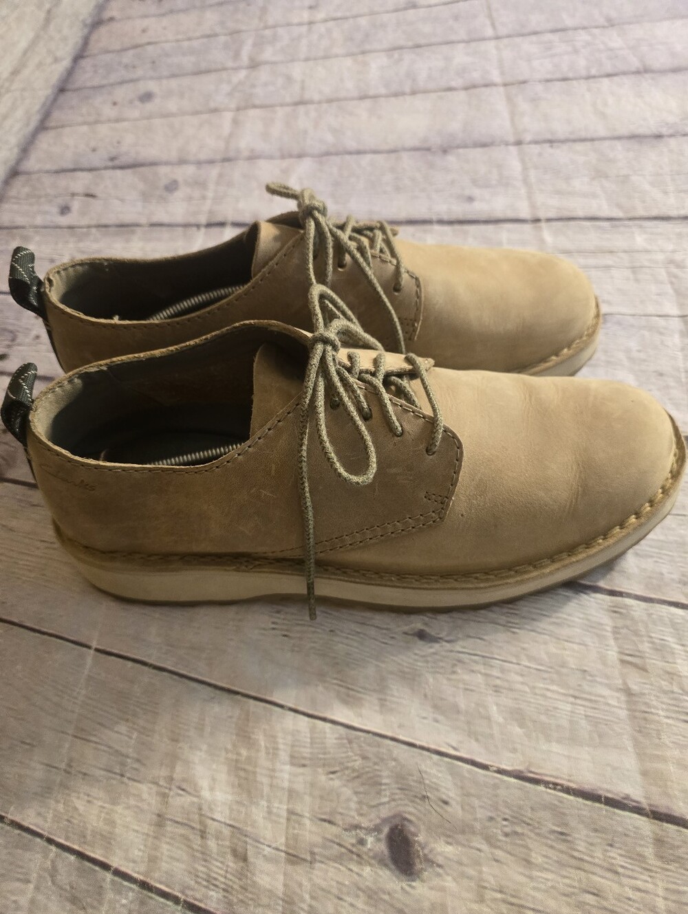 CLARK TAN SUEDE SOLSBURY OXFORD LACE UP SHOES ROUND TOE SIZE 10.5